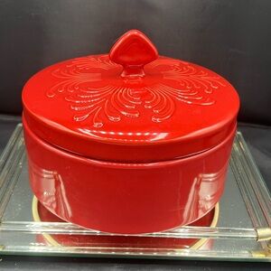 Chantal Red Talavera 1.5 Quart Bake Serve Stoneware 8" Lid